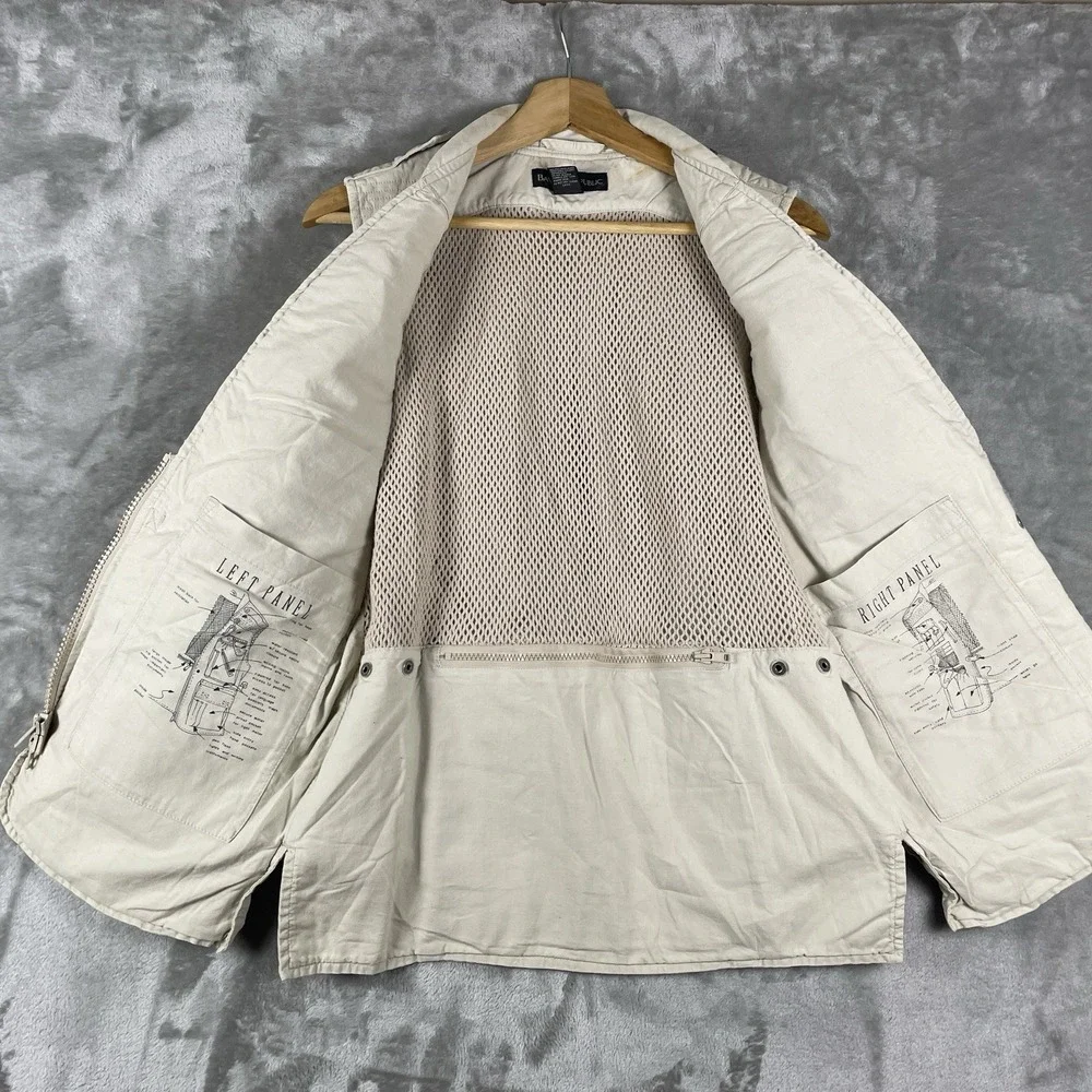 Vintage Banana Republic Safari Vest Mens XS Tan Utility Multi Pocket Fishing 90s